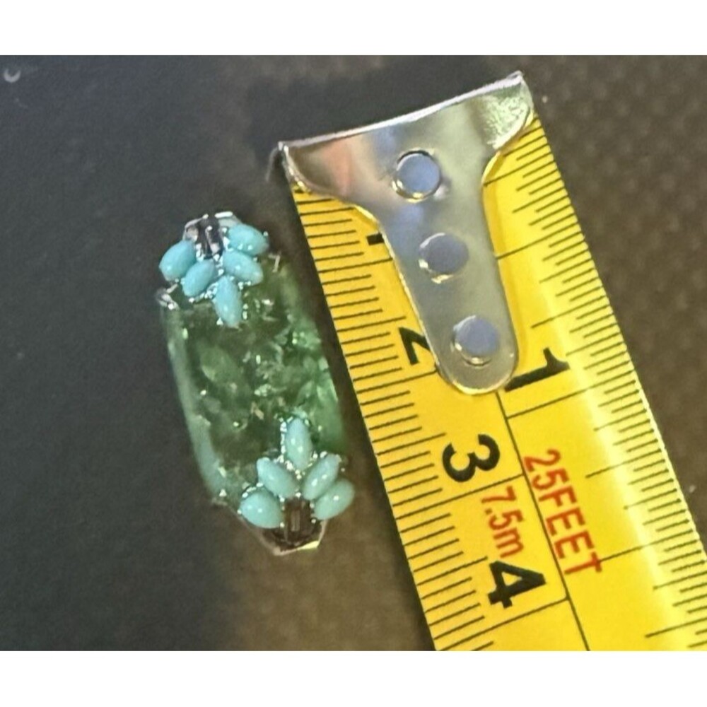 KEEP Collective Stella & Dot Green Pave Stone Turquoise Slider Charm EUC No Box